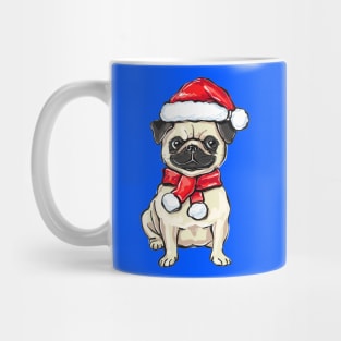 Funny Christmas pug dog in Santa hat Mug